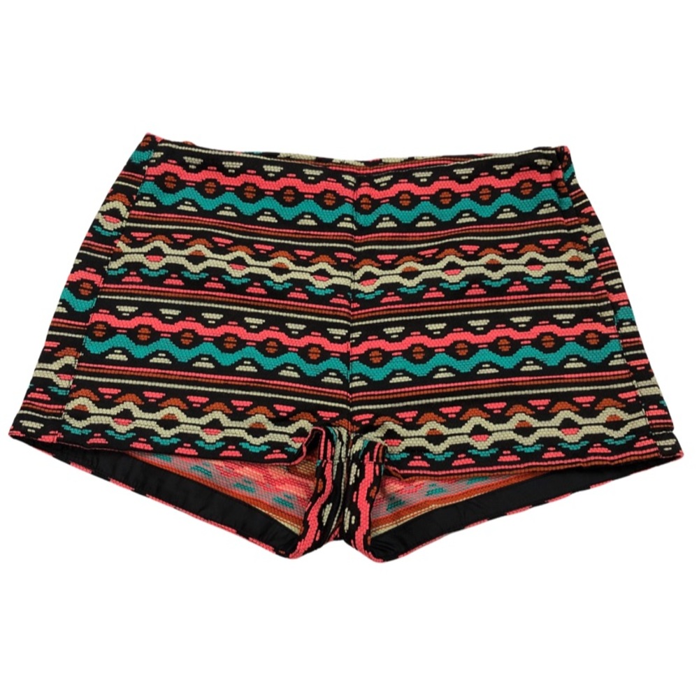 H&M COACHELLA MULTICOLOR AZTEC PRINT SHORTS